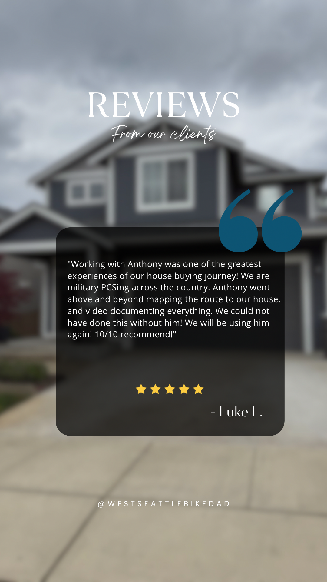 Customer five star review