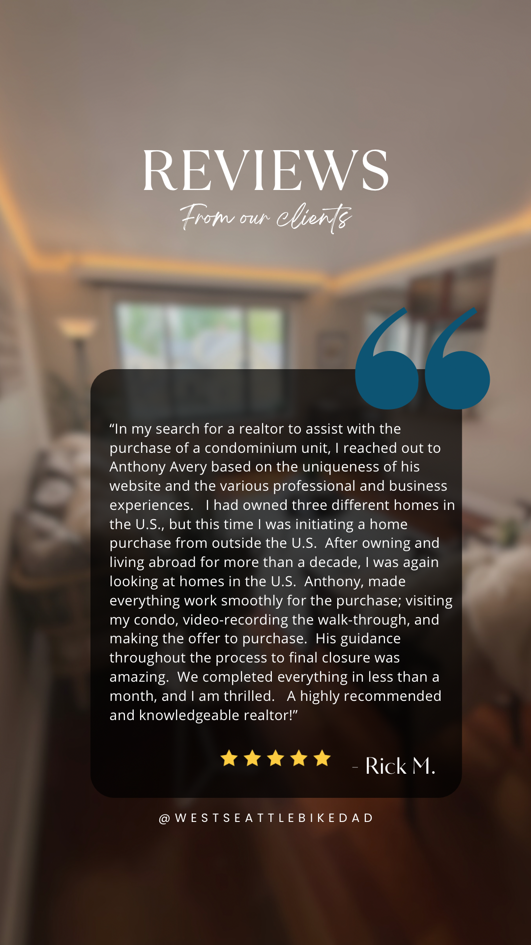 Customer five star review